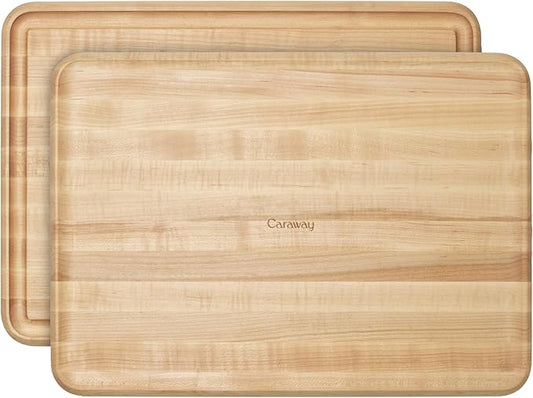 Caraway 17” Prep & Serve Butcher Block, Wood Cutting Board for Kitchen, Rectangle Dual-Sided Chopping Block for Prep, Presentation, and Serving, Maple