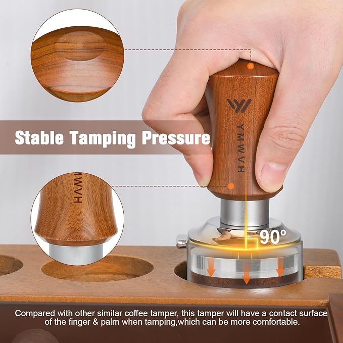 Espresso Tamper 51mm, YMWVH Premium Barista Coffee Tamper, 2 Spring Loaded Tampers with Stainless Steel Ripple Base, Constant 30lb Self Leveling Tampers without Tilting