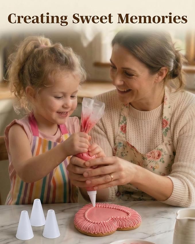 Reusable Plastic Piping Tips Standard Size Leaf Tip #5 20 Pack with 2 Couplers Round Icing Nozzle for Cake Decoration, Dessert Design Baking Supplies and Piping Bags Base Ø 0.75"Height 1.25"