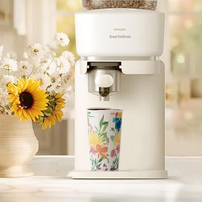 Floral Travel Coffee Mug 12 Ounce Flower Tumbler with Lid, Ceramic Travel Cup Tall Tea Cup Water Bottle with Beautiful Flower Prints Vintage Blooming Bouquet For Women Sister Friends Mom, Modern Gift