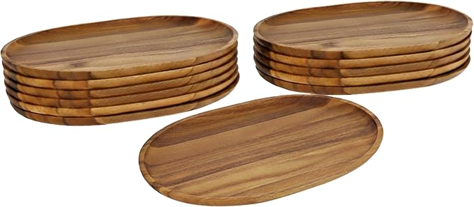 Woodard & Charles Medium Acacia Oval Tray, 8" W x 12L, ★★Pack of 12★★