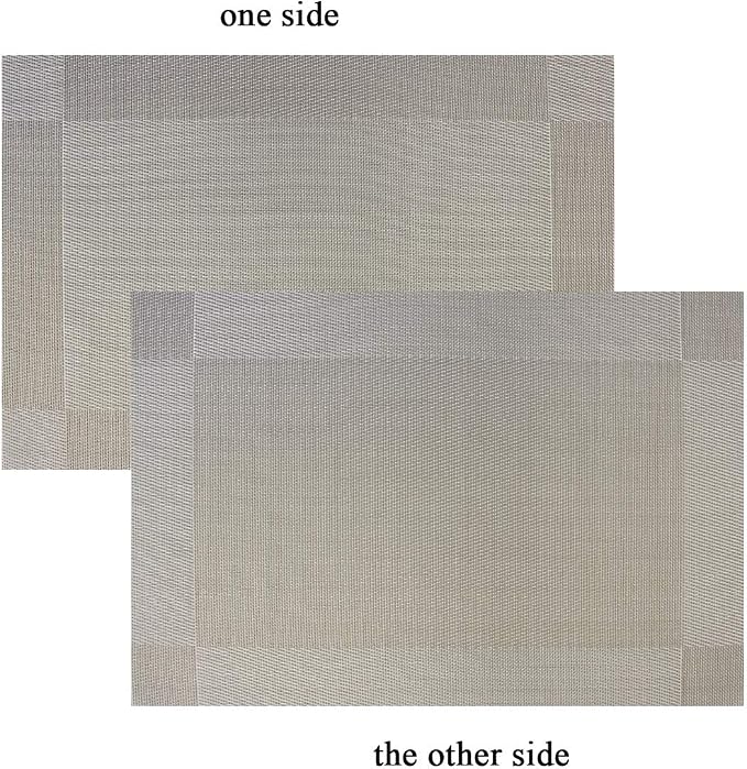 PIGCHCY Placemats Heat-Resistant Non-Slip Table Mats Washable Easy to Clean Woven Vinyl Placemats for Dining Table(Set of 4, Grey)