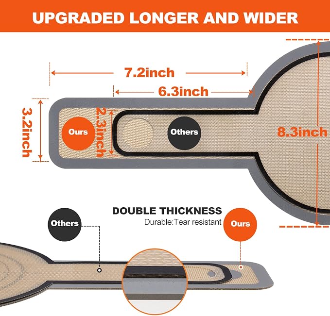 Silicone Bread Sling Dutch Oven - Best Japan Silicone. Non-Stick & Easy Clean Reusable Bread Baking Mat. With Extra Long Handles Bread Baking Sheet Liner, 2 Grey Set for Transferable Dough