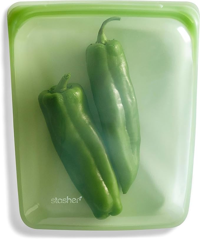Stasher Silicone Reusable Storage Bag, Half Gallon Bag, Reusable Freezer Bags, Microwave, Dishwasher, Oven Safe, Sous Vide, Premium Lunch Container, Eco Friendly, Food Storage Bags, 64 oz, Green | Reusable Food Bag