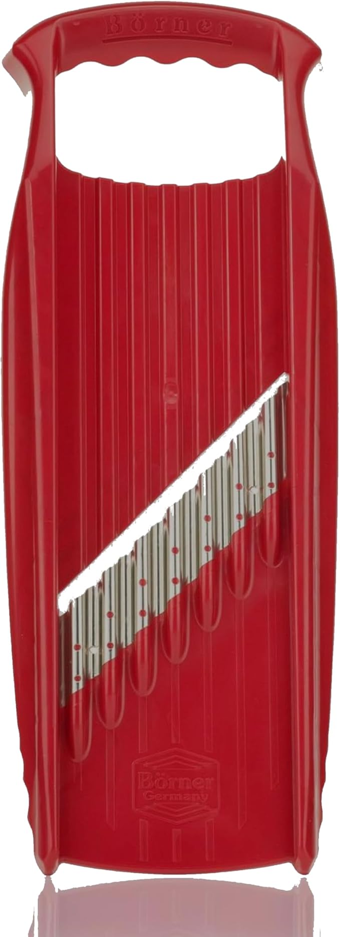 Börner by Reston Lloyd Wave-Waffle XXL Power Line • Crinkle Cut/Spirelli Vegetable Slicer • Slicer for Wave Waffle Cut Vegetables • Wavy French Fries • Made in Germany, Red