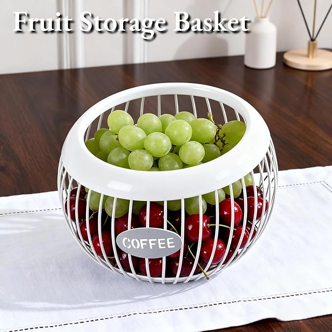 Metal Coffee Pod Holder Wire Coffee Pods Storage Basket Espresso Capsule Storage for Home Kitchen Cafe Hotel (White spherical)