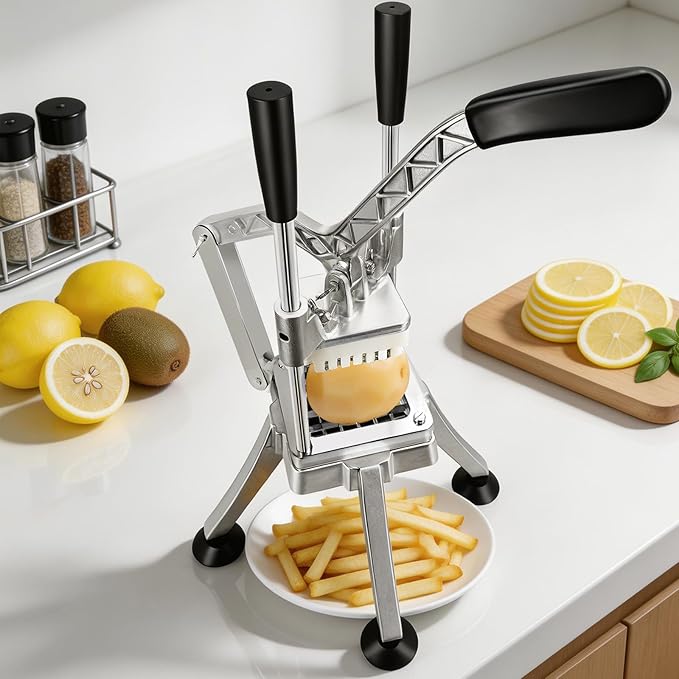 Vegetable Chopper, Potato Slicer w/ 4 Replacement Blades, fruit chopper, french fry cutter, Potato Dicer & Fruit Slicer for Restaurants & Home Kitchen