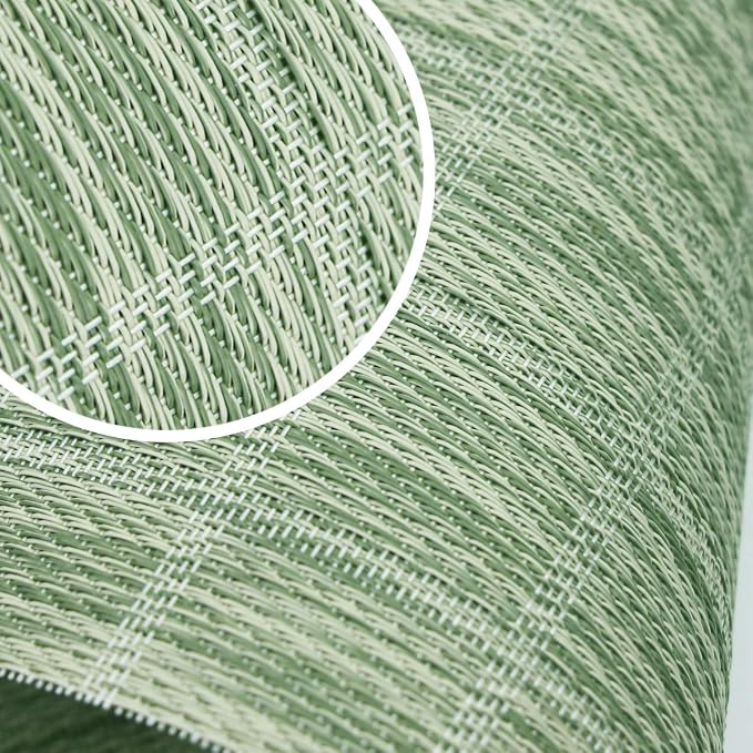 Woven Placemats Set of 6 Vinyl Heat-Resistant Table Mats Washable Kitchen Placemats for Dining Room (Grass Green)
