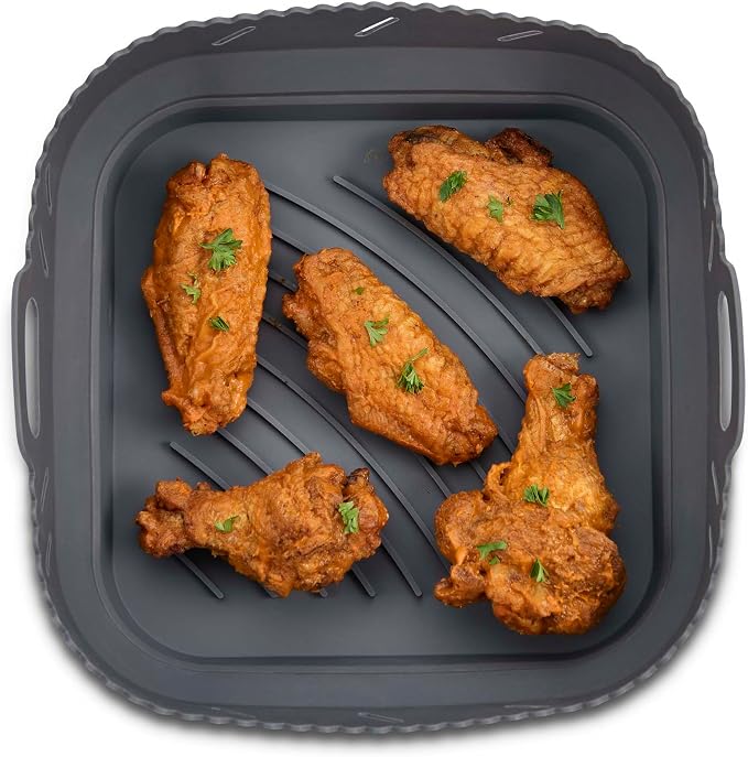 HIC Kitchen Collapsible Square Air Fryer Liner, Reusable, European-Grade Silicone, Fits 5 to 7-Quart Air Fryer Baskets