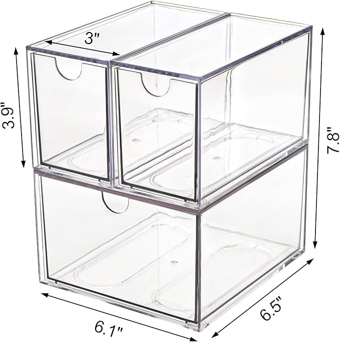 Yarlung 3 Pack Coffee Pod Organizer Tea Bag Holder, Clear Acrylic K Cup Holder Box Stackable Coffee Bar Drawer Container for Cabinet Countertop Storage