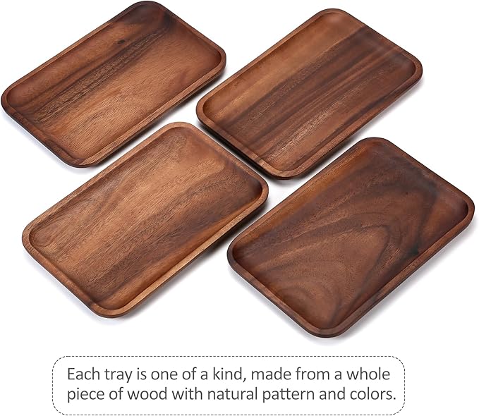 Serving Acacia Wood Valet Tray for Men Women, Catch All Acacia Mens Key Dump Bedside Nightstand Organizer EDC Decorative Wooden Tray for Phone Watch Wallet Keys Jewelry