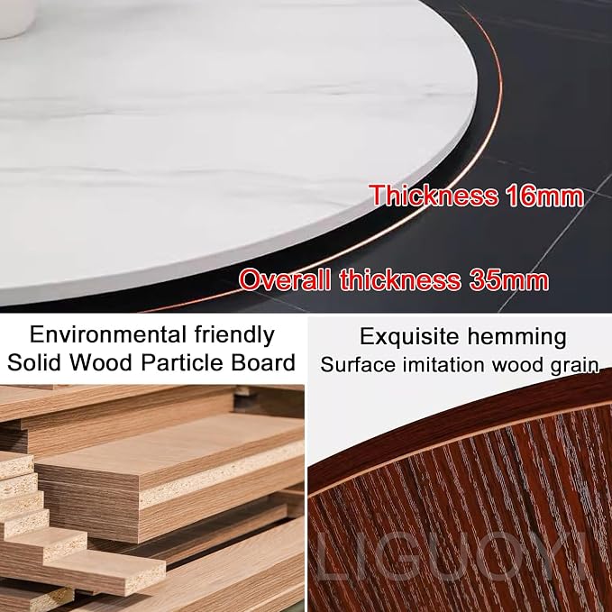 LIGUOYI Turntables for Dining Table Round Wood Table Top 360° Rotating Board 50 60 70 80 90cm Dining Table Serving Turntable, Lazy Susan Share Food Spin Smoothly Home Dining
