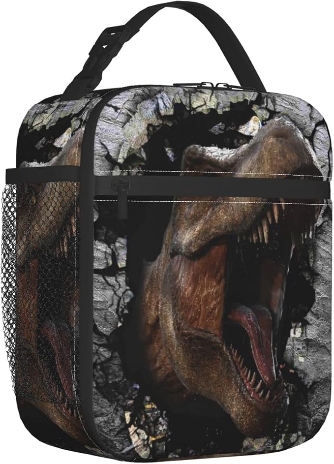 YETTA YANG 3d Dinosaur Trex Dino Portable Lunch Bag Insulated Lunch Box Reusable Totes For Women Men Work Picnic Camping