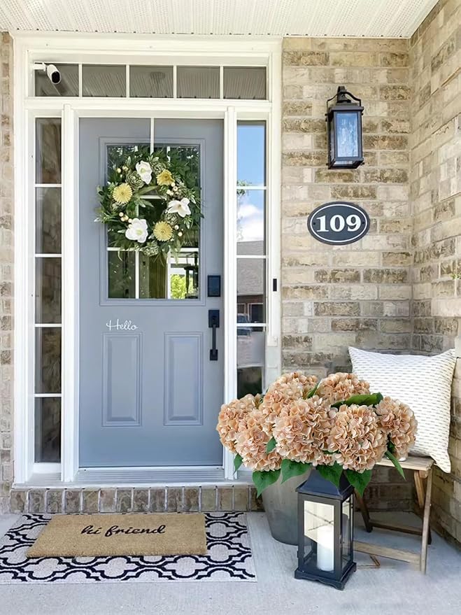 ZYTUYO 5 Pcs Light Coffee Silk Hydrangeas Artificial Flower Boho 20'' Faux Hydrangeas for Fall Indoor Home Decor Spring Kitchen Living Room Outdoor Porch Wedding Flower Arrangement