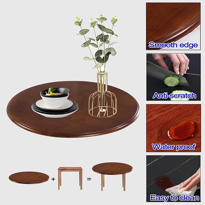 LIGUOYI Rotating Board Lazy Susan Round Wooden Turntable Diameter 70cm 80cm 90cm, Handmade Wood Serving Tray, 360° Rotate Kitchen Turntable Serving Plate for Home Dining (Color : F, Size : 70CM)