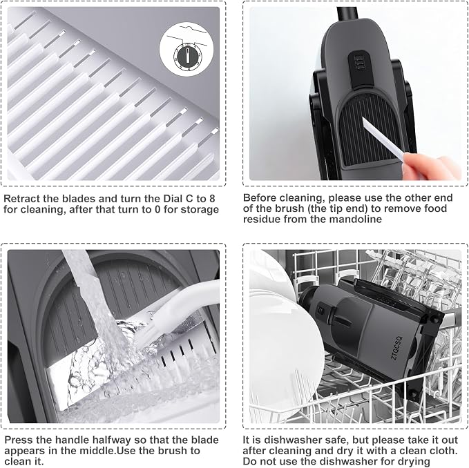 Safe Mandoline Slicer for Kitchen, Adjustable Thickness 0.1-8 mm, Professional Vegetable Slicer, Potato Slicer, Food Chopper French Fry Cutte, Mandolin, Chopping Artifact Fast Veggie (Black Knight)