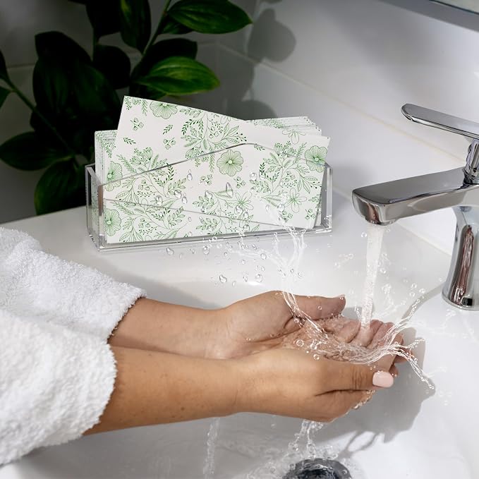 HIIMIEI Acrylic Napkin Holder for Bathroom: Waterproof Splashing Guest Towel Holders, Vertical Disposable Paper Hand Towels Tray, Clear Rectangle Napkins Holder for Kitchen, Dining Table (1 Pack)