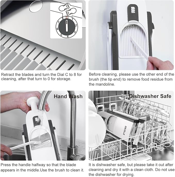 Safe Mandoline Slicer for Kitchen, Vegetable & Food Cutter, Thickness Adjustable 0.1-8 mm. Easy to Clean, Storage, Kitchen Faster Slice Artifact (Only Slice, Grey)