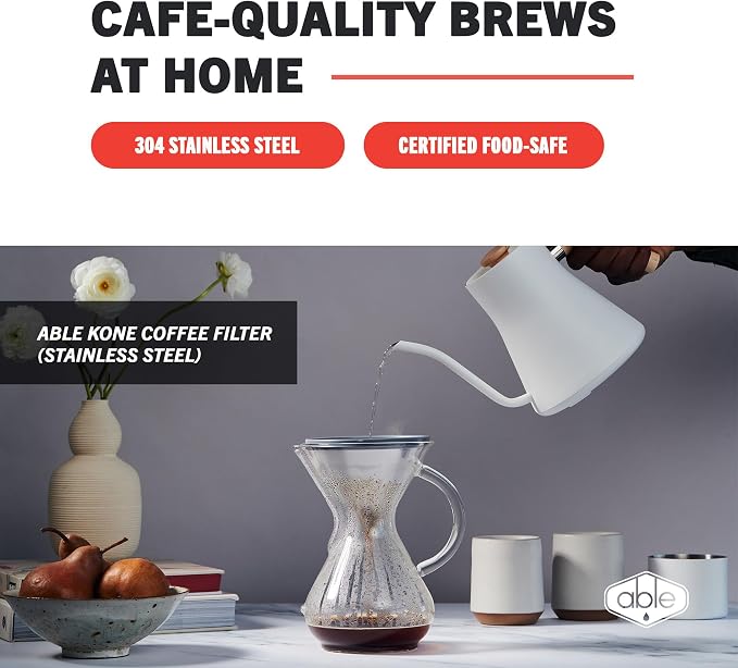 Able KONE: Reusable Stainless Steel Coffee Filter Compatible with Chemex