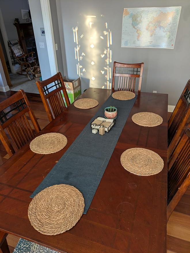 Round Woven Placemats Set of 6, 12" Boho Rattan Placemats Natural Hand-Woven Place Mats Table Decor, Farmhouse Place Mats, Chargers for Dinner Plates, Wicker Table Mats for Dining Table, Home
