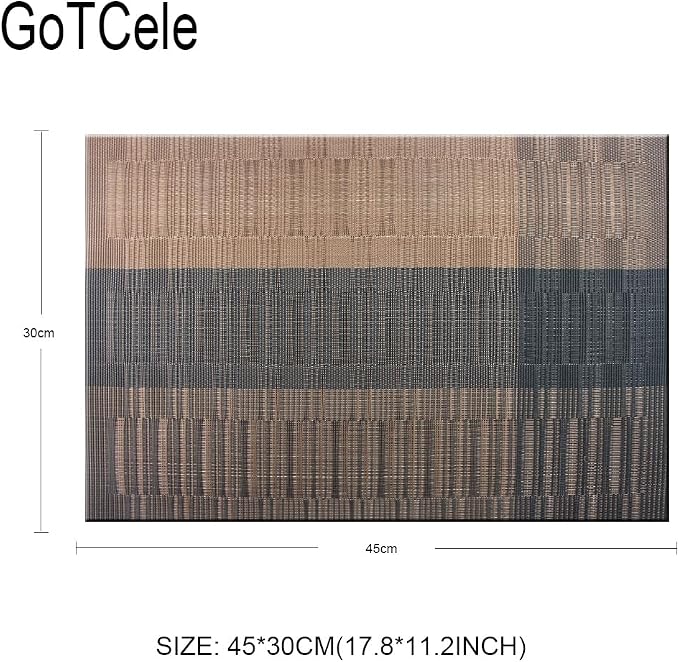 Place Mats Indoor Set of 6 Washable Outdoor Placemats Easy to Clean PVC Placemat (Coffee)