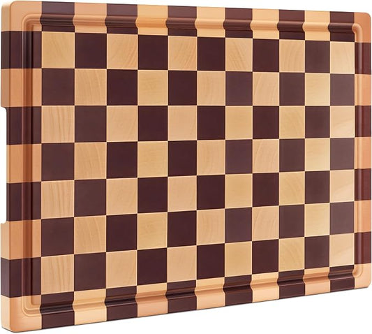 Wooden Cutting Boards for Kitchen, Large Size 16.5"x12" Acacia Wood Cutting, Thick Wood Checkered Chopping Boards for Home, Kitche, Foods