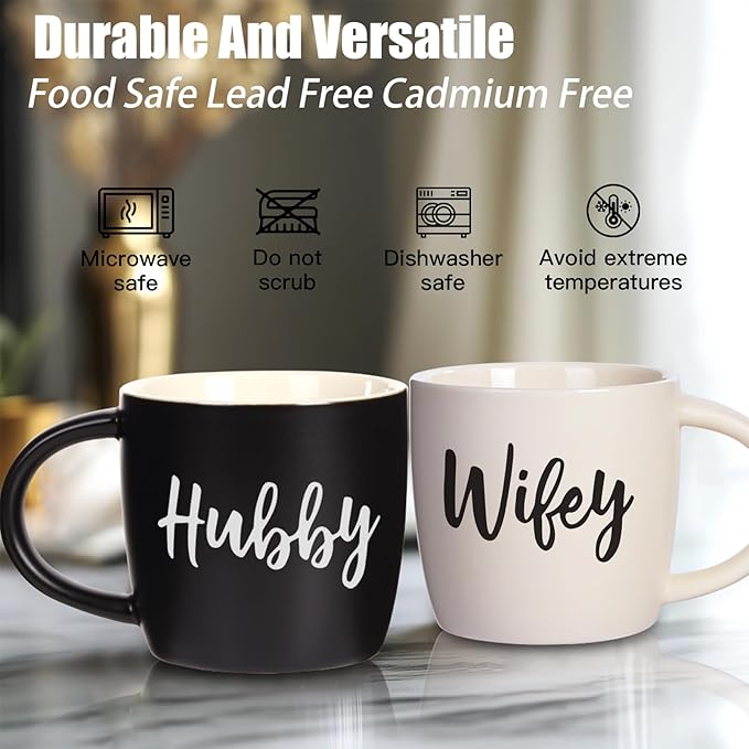 Wedding Gifts for Couples 2026, Wifey Hubby Mugs Set of 2 Coffee Mug, Bridal Shower Gift, Mr and Mrs Coffee Mug, Wedding Couples Gift for Bride Groom，Engagement Gifts