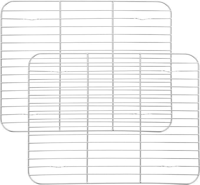 LALAFINA 2pcs Stainless Steel Baking Cooling Rack 30x23cm Oven Cooking Wire Rack for Cookie Drying and Bbq Grill Baking Pan Holder