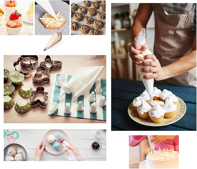 Piping Pastry Bag Pack of 100 Plastic Disposable Cream Pastry Bag Cake Icing Sugarcraft Cupcake Piping Decorating Tool For Baking Supplies (Small 25.5CMx26CMx15.5CM)