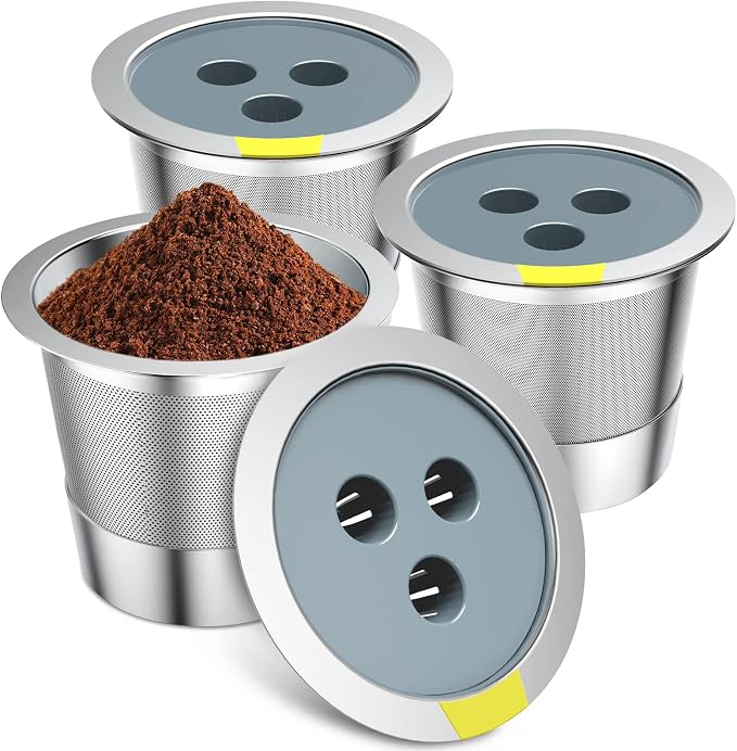 Stainless Steel Reusable K Cups Compatible for Ninja Coffee Maker,Upgrade 3 Pack K Cups Reusable Coffee Pods,Permanent Coffee Filters Fit for Ninja CFP201 CFP300 CFP400 (3Pack)