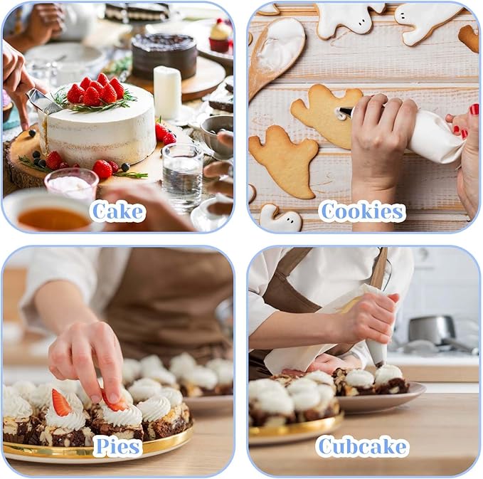 Ptwola 3 PCS Piping Tips Set Large Frosting Piping Kit Stainless Steel Cake Icing Nozzles Tips Decorating Tools Silver Pastry Bags Tips Accessories for Cookie Cupcake Baking Buttercream Supplies