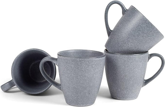 Elanze Designs Sophisticated Modern Chic Smooth Ceramic Stoneware Dinnerware Mugs Cups Set of 4 - Slate Grey