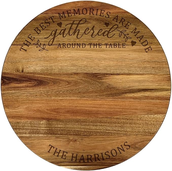 Engraved Gathered Around the Table Personalized Lazy Susan, 16" Rotating Tray