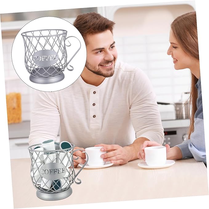 Cabilock Practical Coffee Storage Holder Organizer Mug Metal Basket for Capsules and Snacks