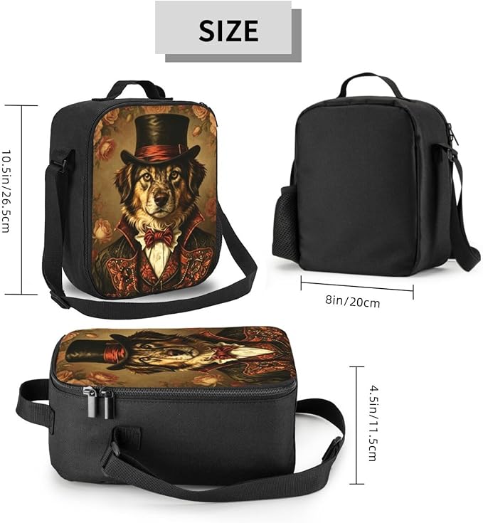 Dog Lunch Bag for Women Men Adults Insulated Animal Theme Lightweight Bags Reusable Adjustable Shoulder Strap Lunchbag for Picnic Travel Office Camping