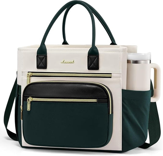 LOVEVOOK Insulated Lunch Bag Women,Wide Opening Adult Lunch Box Women with Cup Holder,Large Leakproof Cooler Bag for Work Picnic Beach Family College Mom,Lunch Teacher Tote Bag for Gift