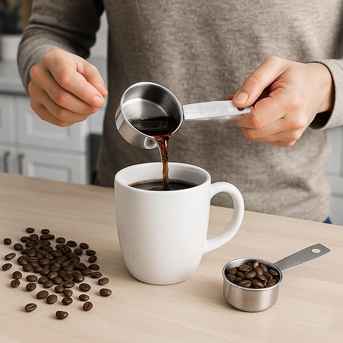 2 Pcs 1/4 Cup Stainless Steel Measuring Cup, 60 ml 2 oz Stainless Steel Measuring Cups Metal Coffee Scoop Cat Food Scoops for Wet and Dry Ingredients Cooking Baking Kitchen, Dishwasher Safe