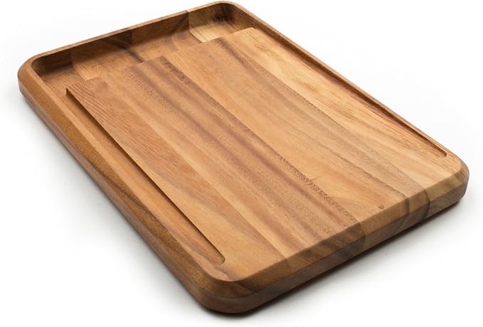Ironwood Gourmet Acacia Wood Cutting Board With Juice Channel, Big Catch Board, 10" x 15"