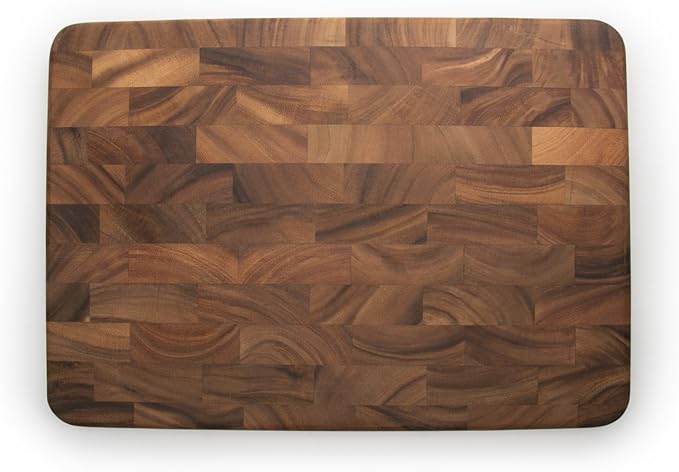 Ironwood Gourmet Acacia Wood Large End Grain Prep Station and Large End Grain Prep Board With Juice Channel Set