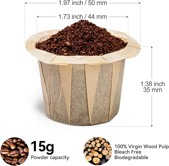 100 Count Fanativita K Cup Coffee Filters Disposable for Keurig Single Cup, Compatible with All Reusable K Cups (Unbleached) (Pack of 2)