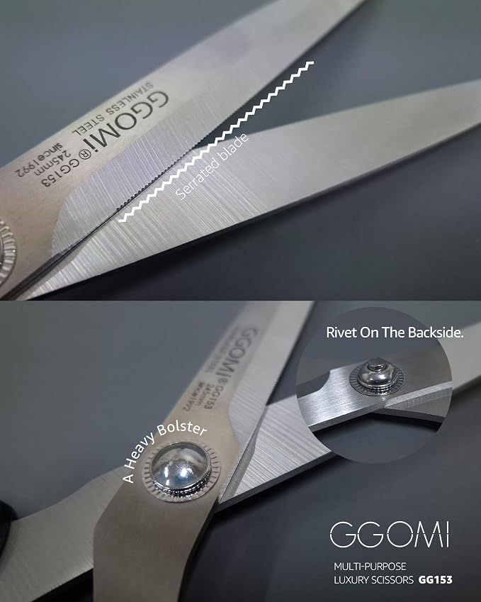 2.2T Stainless Blade Kitchen Scissors - 9.6in x 3Pack | Korean Style Sharp Heavy Duty All Purpose Kitchen Shears for Cooking Food | Barbecue Kalbi Rib Meat Cutting Dishwasher Safe (GG153, Black)