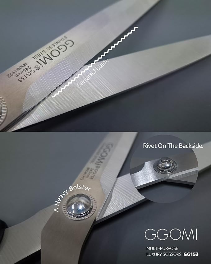 2.2T Stainless Blade Kitchen Scissors - 9.6in x 2Pack | Korean Style Sharp Heavy Duty All Purpose Kitchen Shears for Cooking Food | Barbecue Kalbi Rib Meat Cutting Dishwasher Safe (GG153, Black)