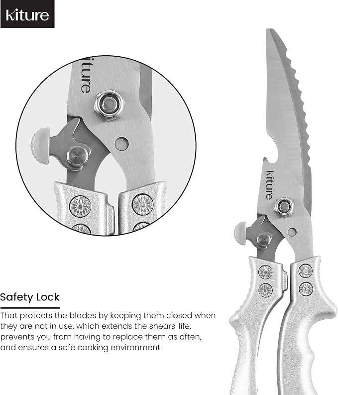 Heavy Duty Kitchen Shear with Bonus MultiPurpose and Herb Scissors 420 Stainless Steel for Chicken, Meat, Fish and Poultry Gift Set with Kitchen Shears for Food and Herbs Scissors by Kiture