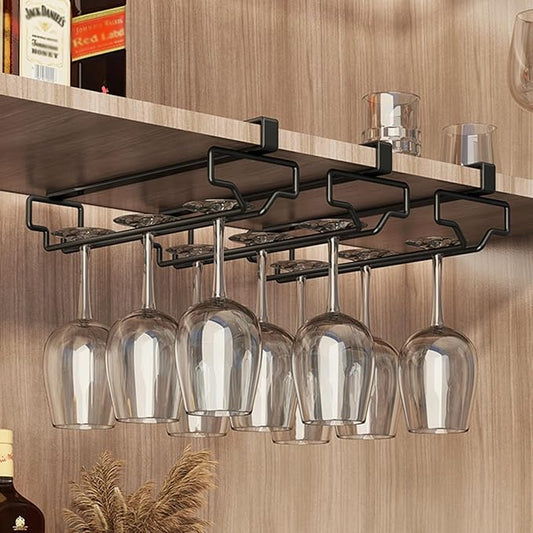 Wine Glass Rack, Hanging Wine Rack, Wine Glasses Storage Hanger Metal Organizer, Under Cabinet Wine Glass Rack, For Living Room, Dining Room, Kitchen