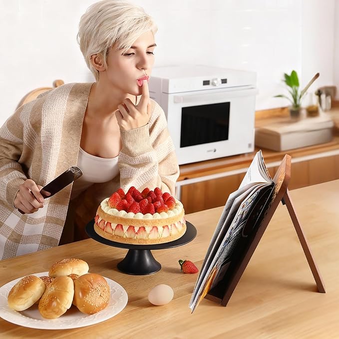 Beautiful Cookbook Stand for Kitchen Counter - Solid Wood Recipe Book Holder with Adjustable Design - Keeps Books Open for Convenient Cooking - Enhances Any Kitchen Decor