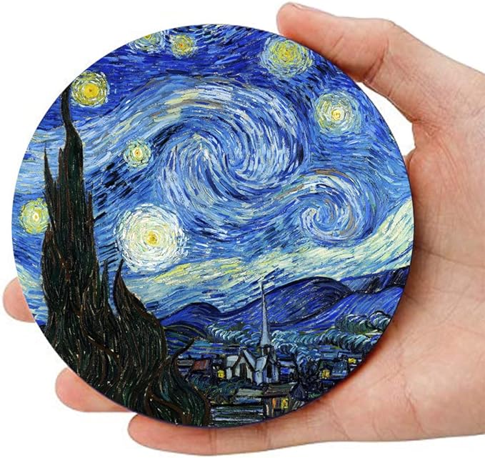 Coasters for Drinks Van Gogh Art Ceramic Coasters - Use 2 Famous Van Gogh Paintings, Unique Housewarming Gifts for New Home Decorative by WOW DING