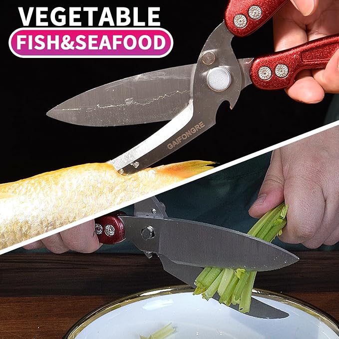 Heavy Duty Poultry Shears,Kitchen Shears for food Heavy Duty,Kitchen Scissors All Purpose,Rigid Bones,Chicken,Fish,Meat,Easily Separable for Thorough Cleaning,Dishwasher Safe.