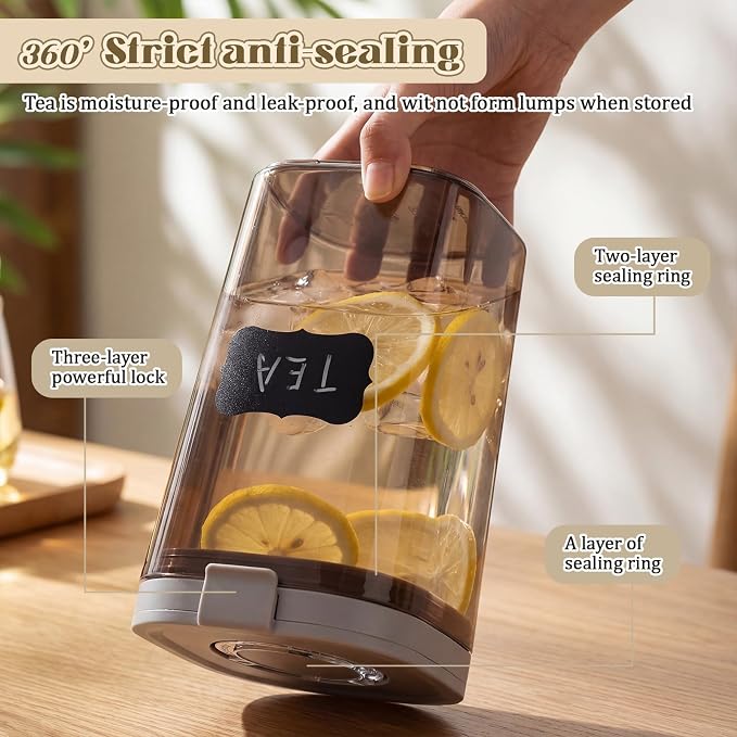 Suclain 2 Pack 60oz Airtight Coffee Canisters Light Blocking Tea Storage Containers with Scoop, Airtight Food Jars for Loose Leaf Tea, Sugar, Formula, Coffee Bean, with Chalk Marker & 8 Stickers