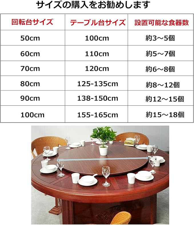 Rotating Serving Plate Round For Dining Table, Ø 50-100cm Lazy Susan Wooden Turntable For Home And Kitchen, Hotel Tabletop Service Trays, No Need To Install, Direct Use (Color : White-A, Size : Ø50c