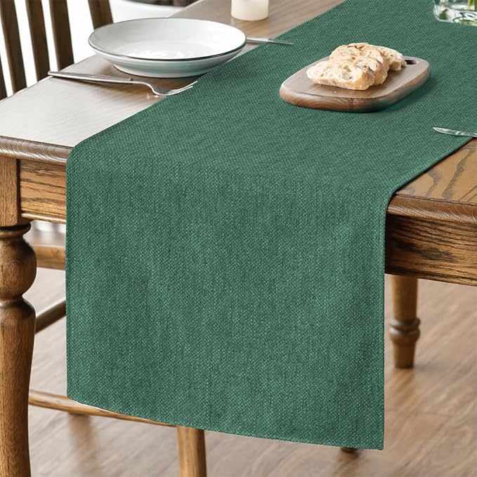 Artoid Mode Forest Green Table Runner, Seasonal Christmas Spring Washable Kitchen Dining Table Decoration for Home Party Decor 13x60 Inch